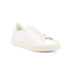 VEJA Silver/White Made In Brazil Leather Campo Sneakers